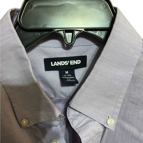 Lands' End Button Up Shirt Mens M Medium 15.5 Purple Oxford Tailored Fit - Picture 3 of 3